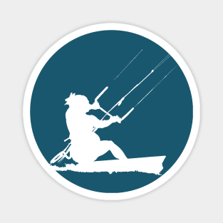 Kitesurfer Action Water Sports Artistic White Silhouette Magnet